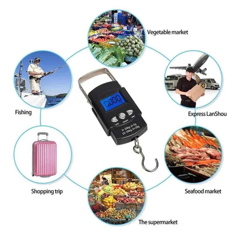 Mini balance numérique poche pêche LCD - Pèse-poisson et bagages portable Gorelax pour voyage
