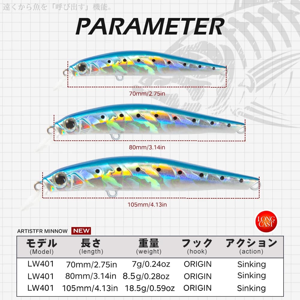 Leurre jerkbait coulant 70-105mm pour truite et bass - Minnow artist twitch bait pêche mer