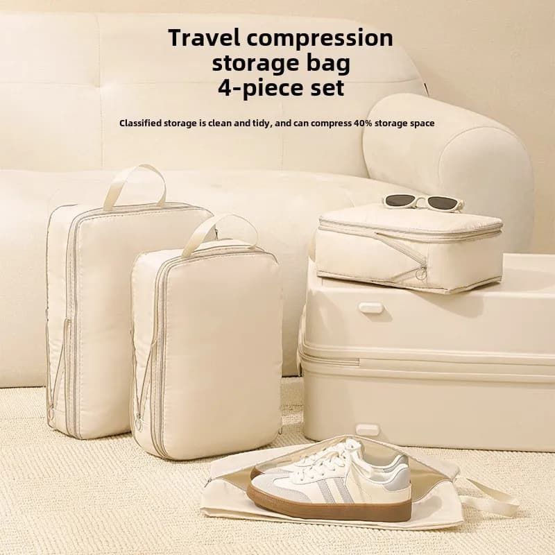 Set 4 cubes compression rangement valise pêche - Organisateurs vêtements étanches pour voyage pêcheur