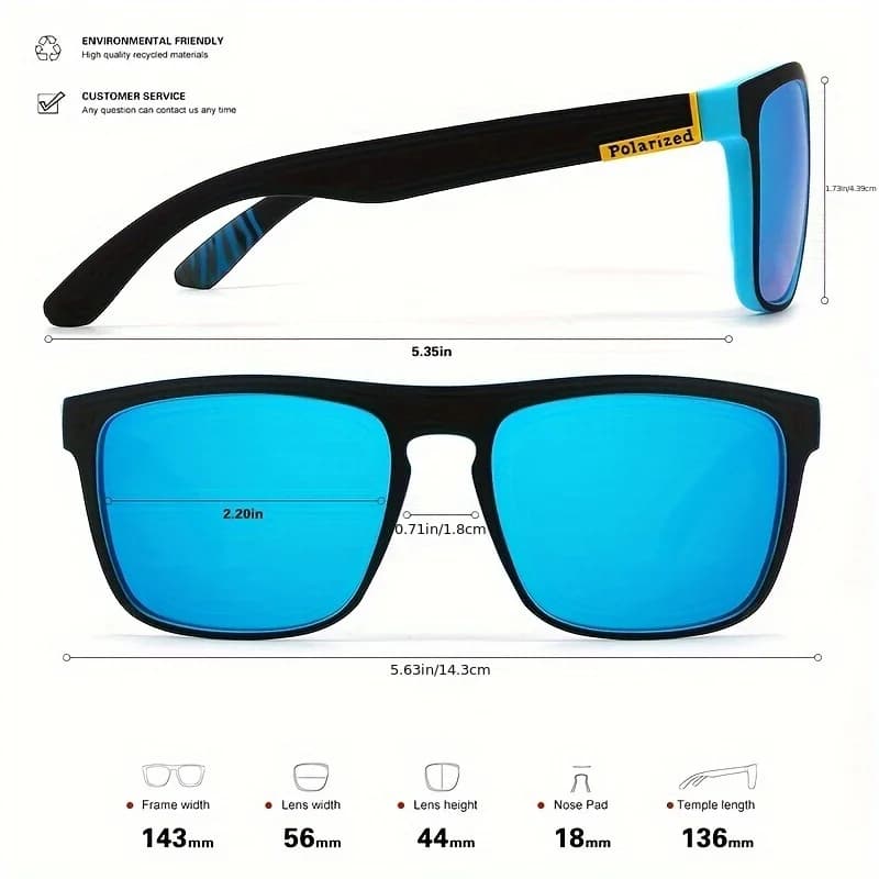 Lunettes de soleil polarisées carrées vintage - Conduite et pêche protection UV400 luxe