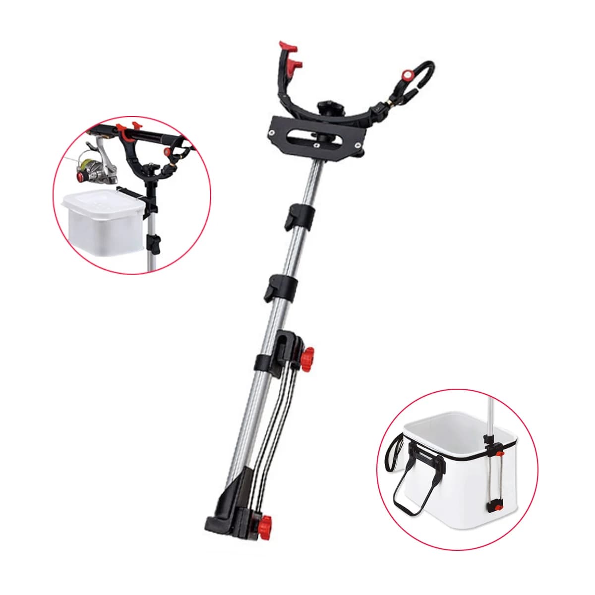 Support de canne télescopique en alliage aluminium renforcé - Porte-canne pêche réglable et stable