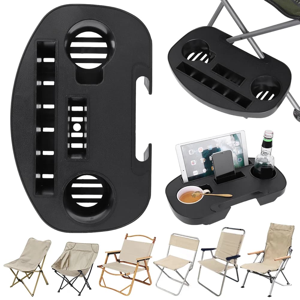 Tablette latérale clipable pour chaise pliante de pêche et camping avec porte-gobelet