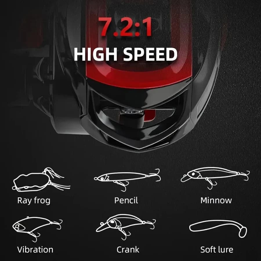 Moulinet casting ultra-léger 197g pêche carpe ratio 7.2:1 2026 nouveau modèle professionnel baitcasting reel