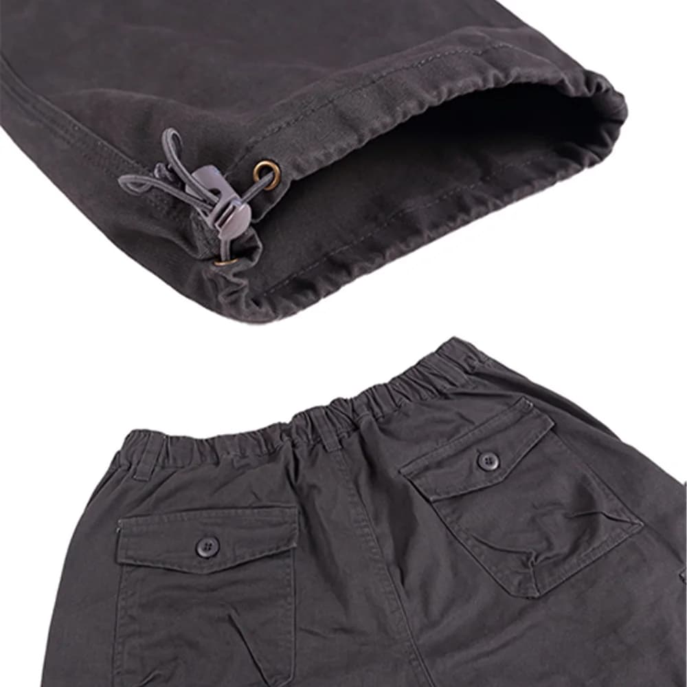 Pantalon cargo 100% coton multi-poches élastique pour pêche et randonnée 2025