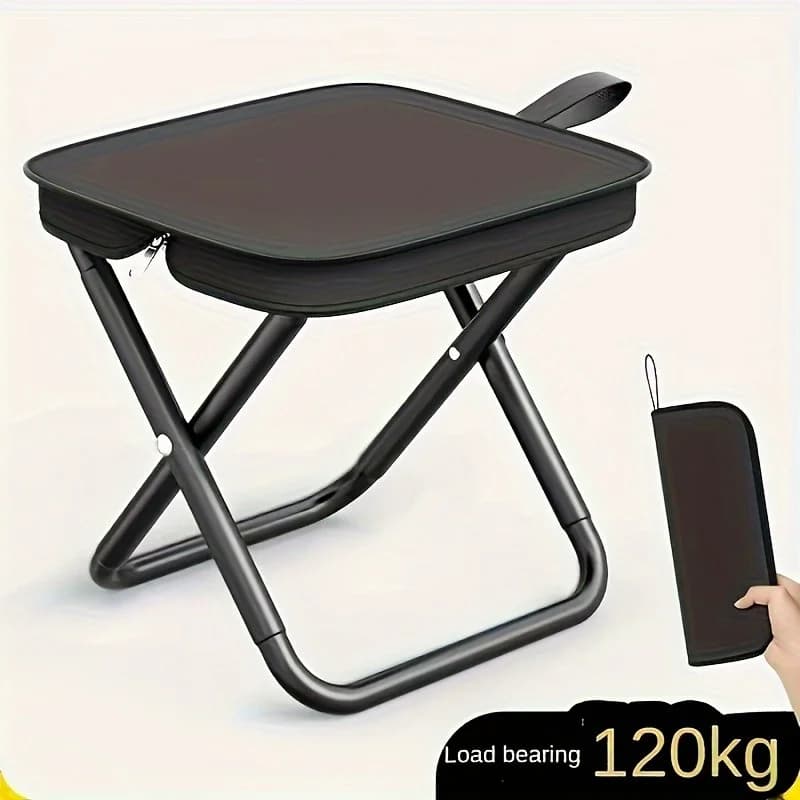 Tabouret pliant pêche avec poignée et fermeture éclair pour transport facile en extérieur