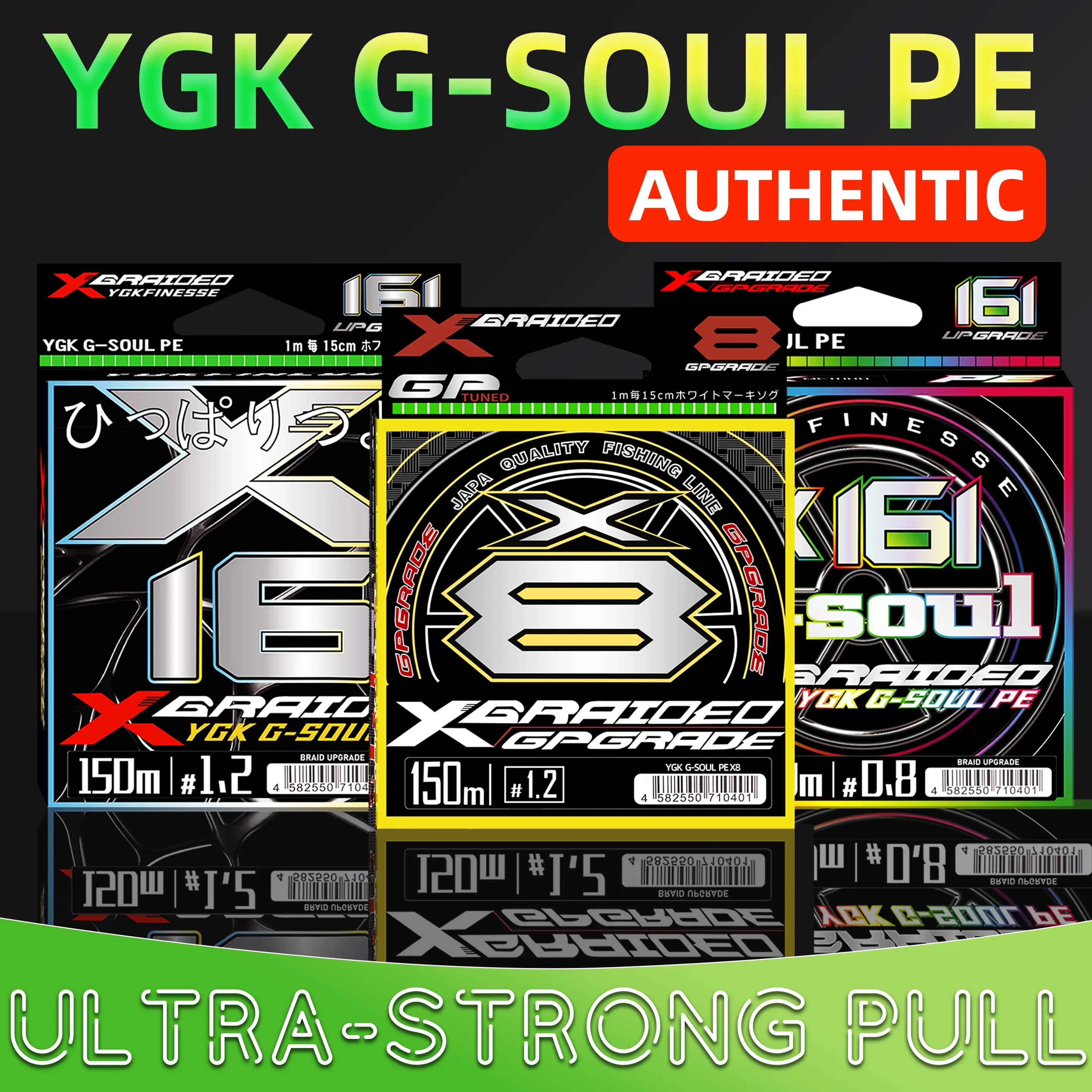 YGK G Soul PE X8 16/17 brins - Ligne de pêche tressée japonaise multifilament ultra-résistante pour pêche sportive