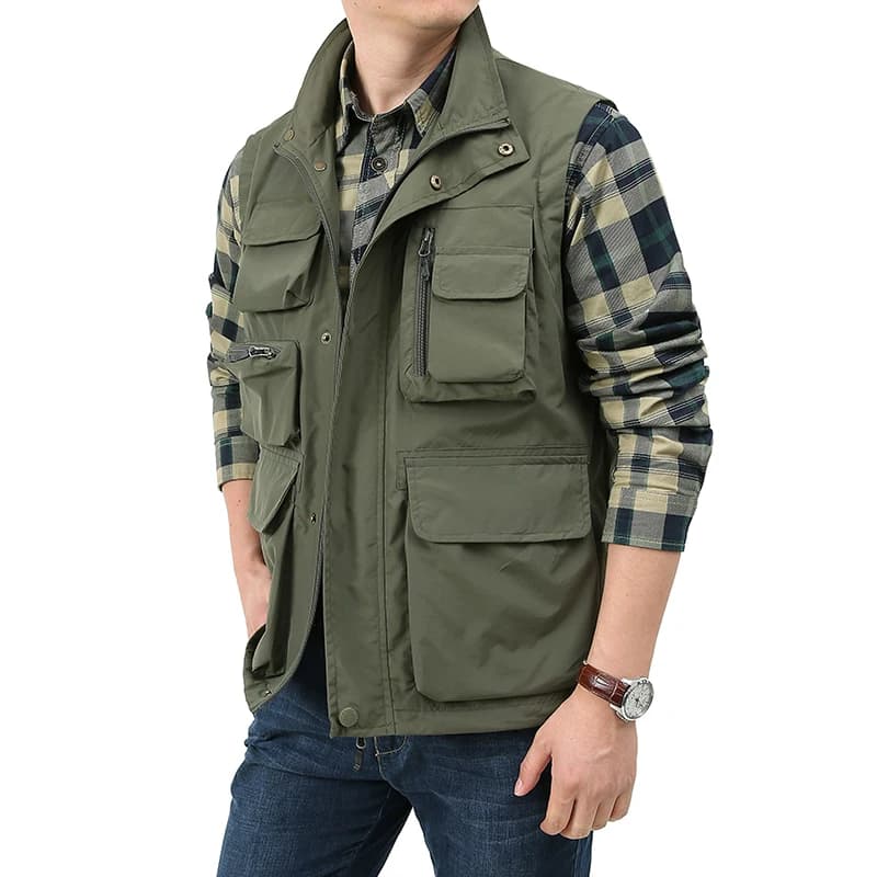 Gilet pêche randonnée sans manches 5XL multi-poches pour hommes voyage photographe