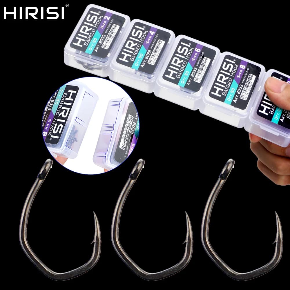 Hirisi 50 hameçons micro-barbelés PTFE acier inoxydable - Accessoires pêche montage et remplacement