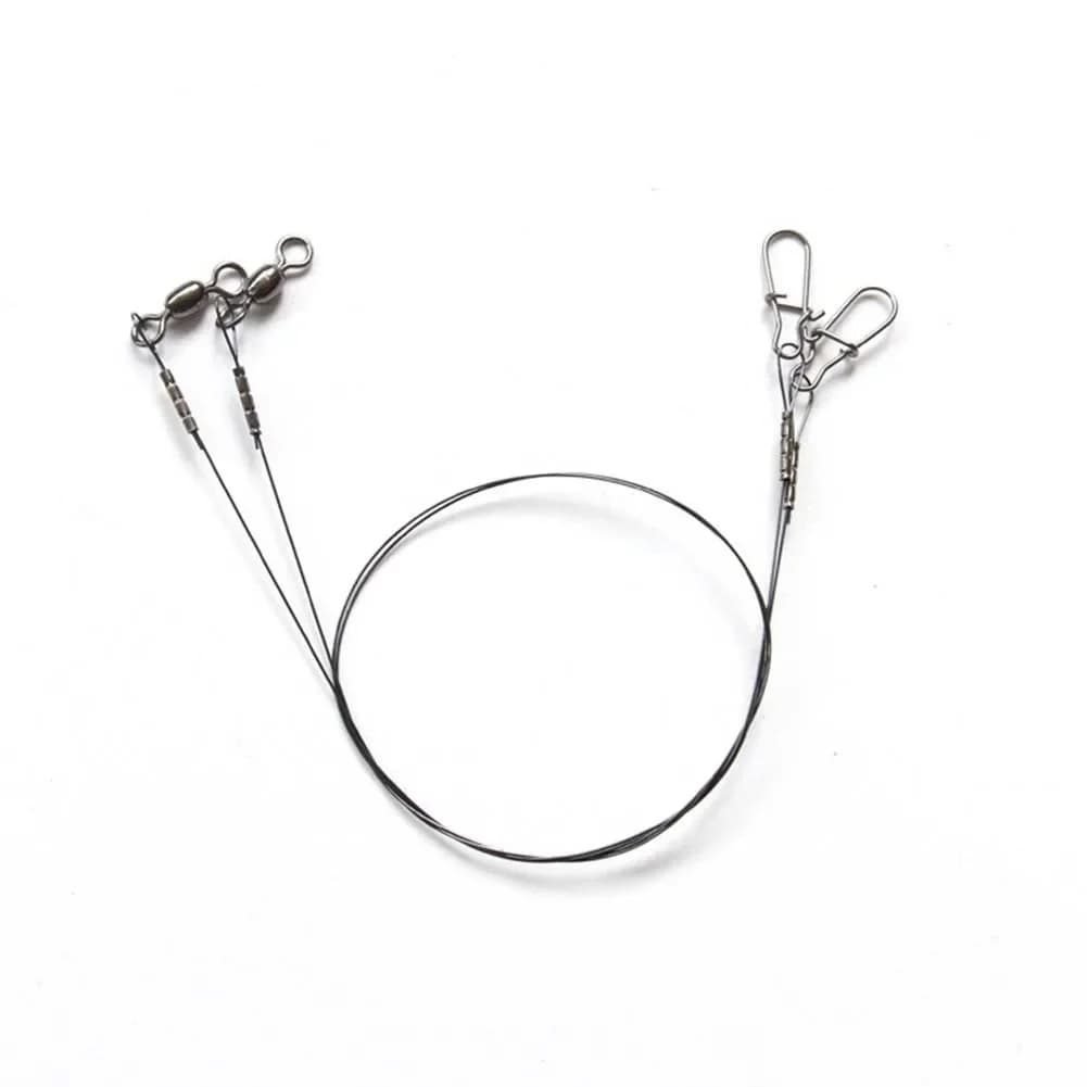 Leader pêche en acier avec émerillon et clip, bas de ligne résistant pour carpe et eau