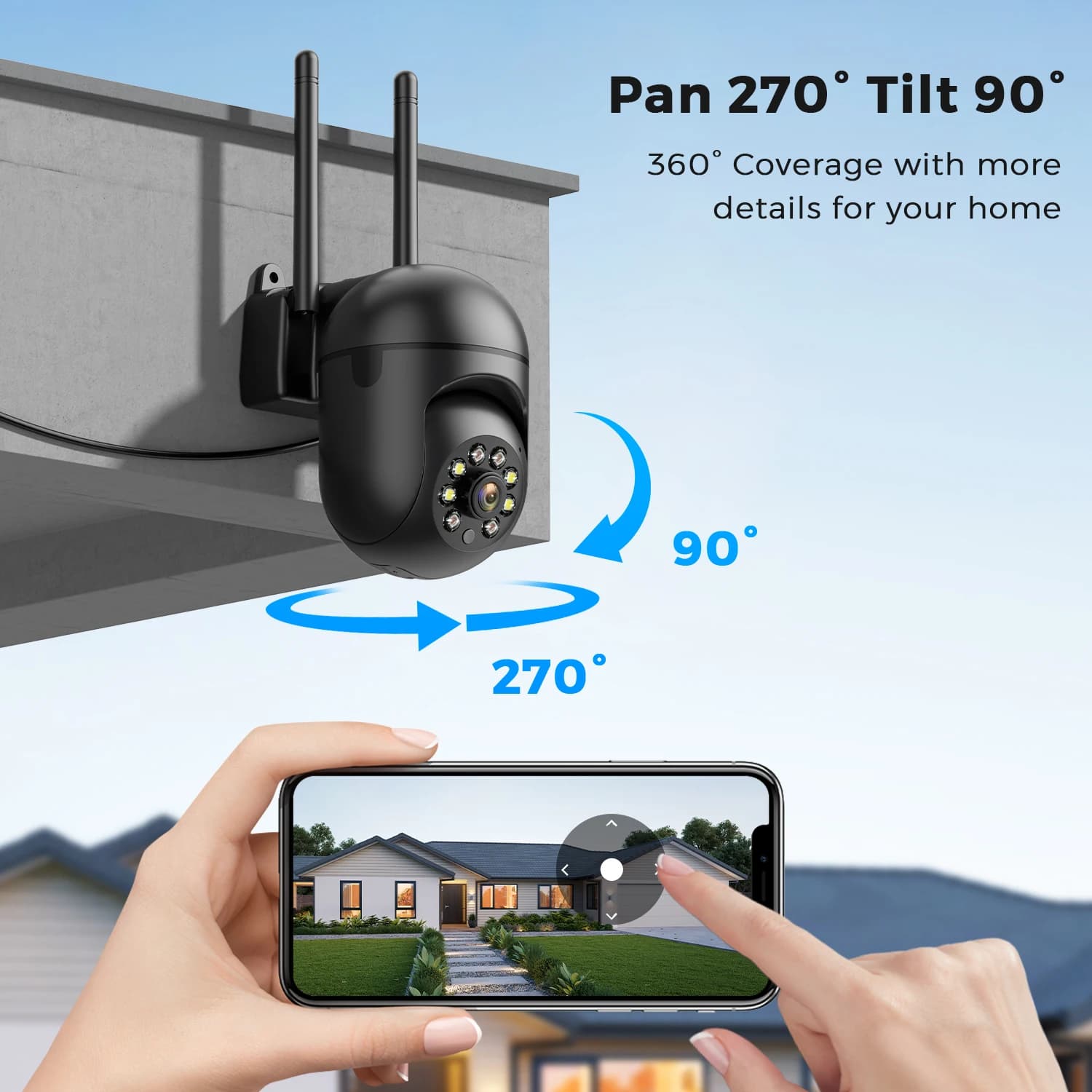 Caméra surveillance WiFi 4MP2K PTZ avec détection IA humaine et audio bidirectionnel - ICSEE pour maison