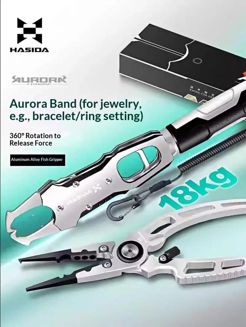 Set de pinces multifonctions Hasida Aurora avec balance 18kg - Leurres et rotation 360° pour pêche précise