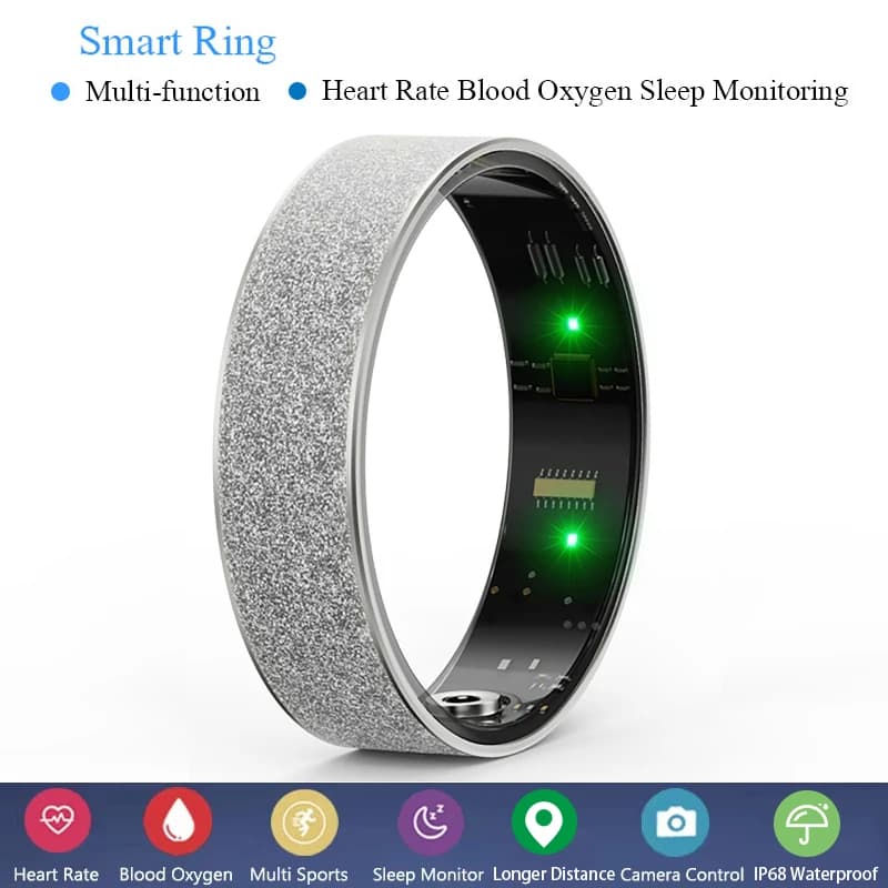 Bague connectée sport IP68 - Moniteur fréquence cardiaque, oxygène sanguin, sommeil et podomètre
