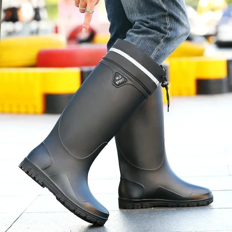 Bottes de pêche hautes lacées imperméables antidérapantes chaudes pour hommes extérieur