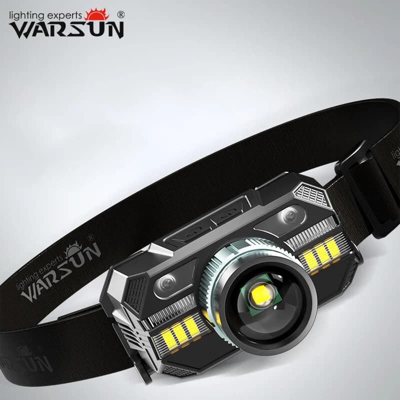 Lampe frontale WARSUN ultra puissante avec zoom - Rechargeable 18650 pour pêche en mer et rivière