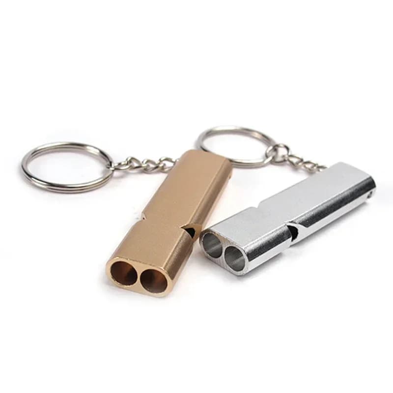 Sifflet de survie double tube ultime - Alliage aluminium léger et étanche pour sauvetage et camping