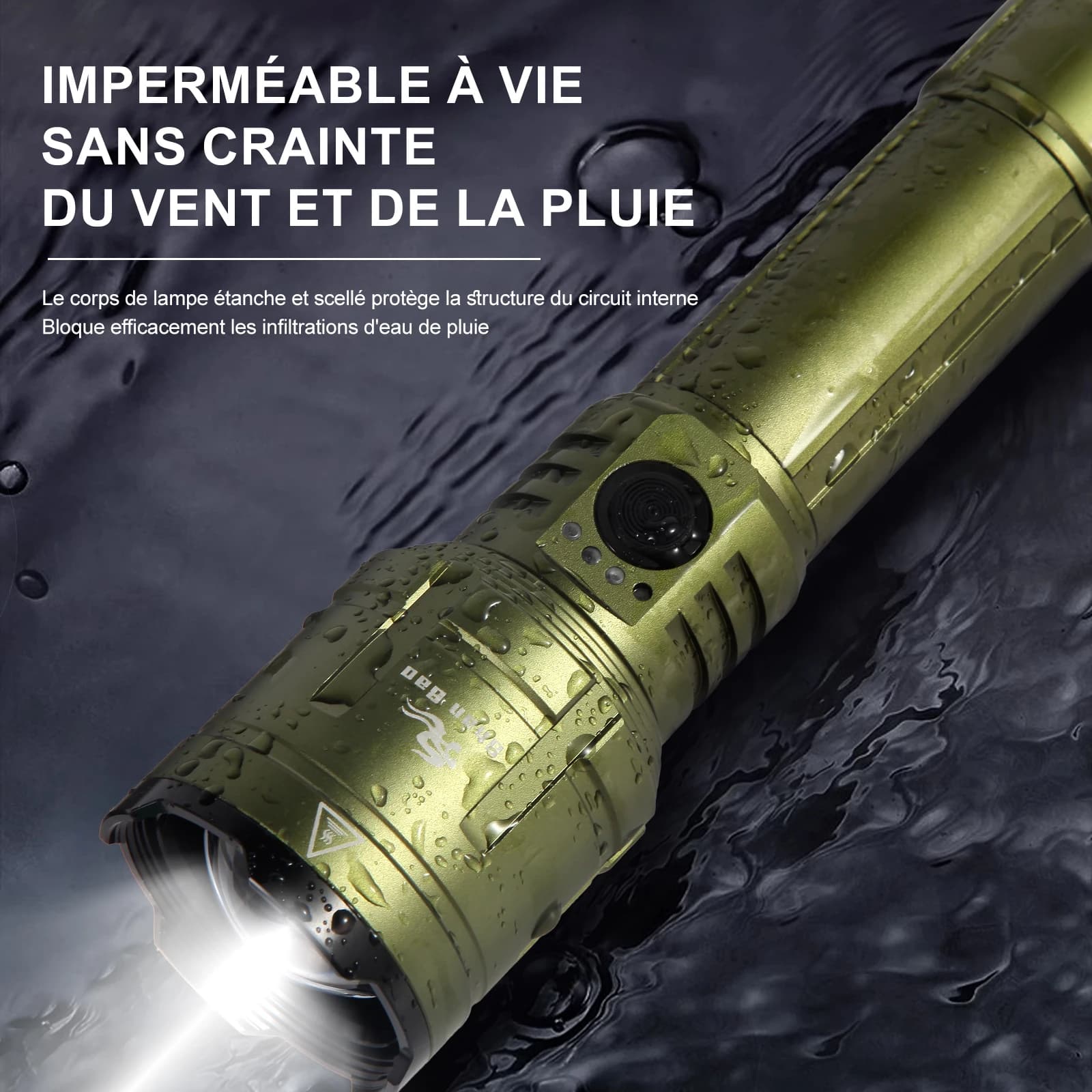Lampe torche puissante 3000LM Shan Bao zoomable étanche pour pêche nocturne et chasse