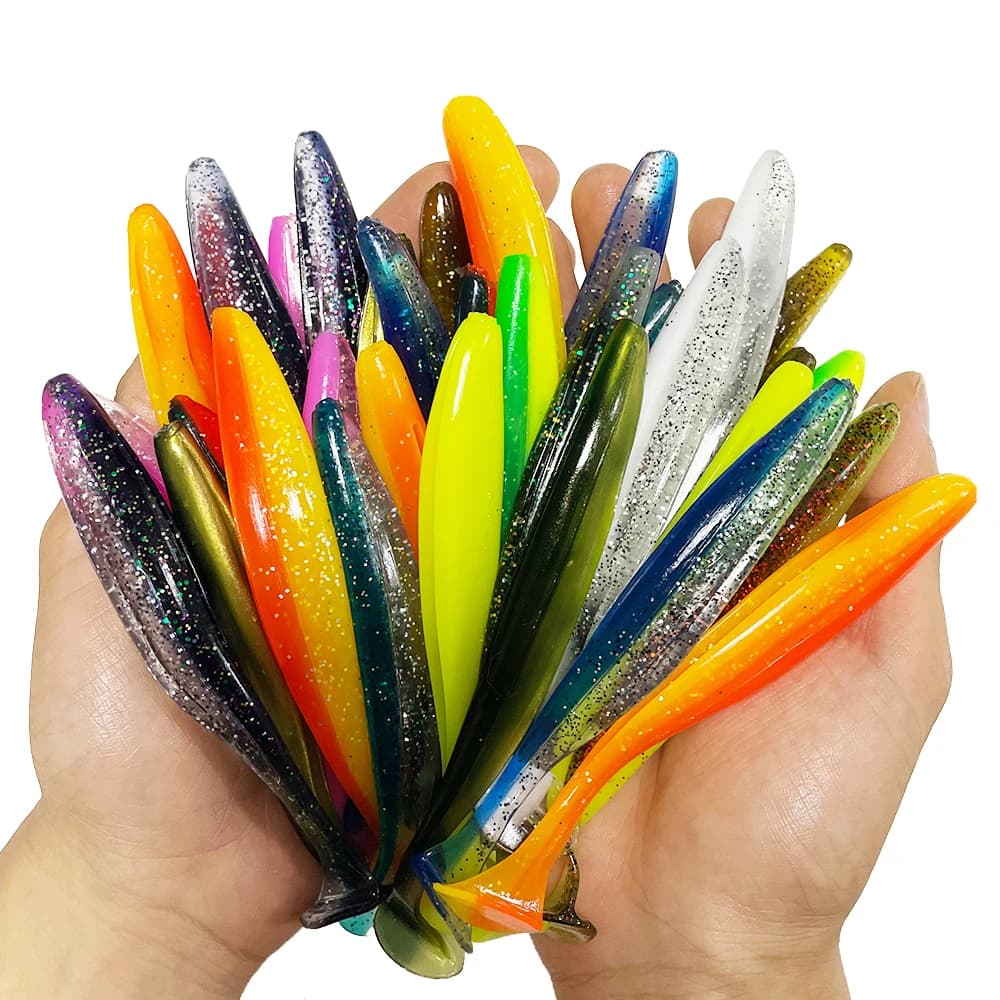 Leurres souples queue en T 70-120mm shad worm - Appâts silicone pour pêche sportive