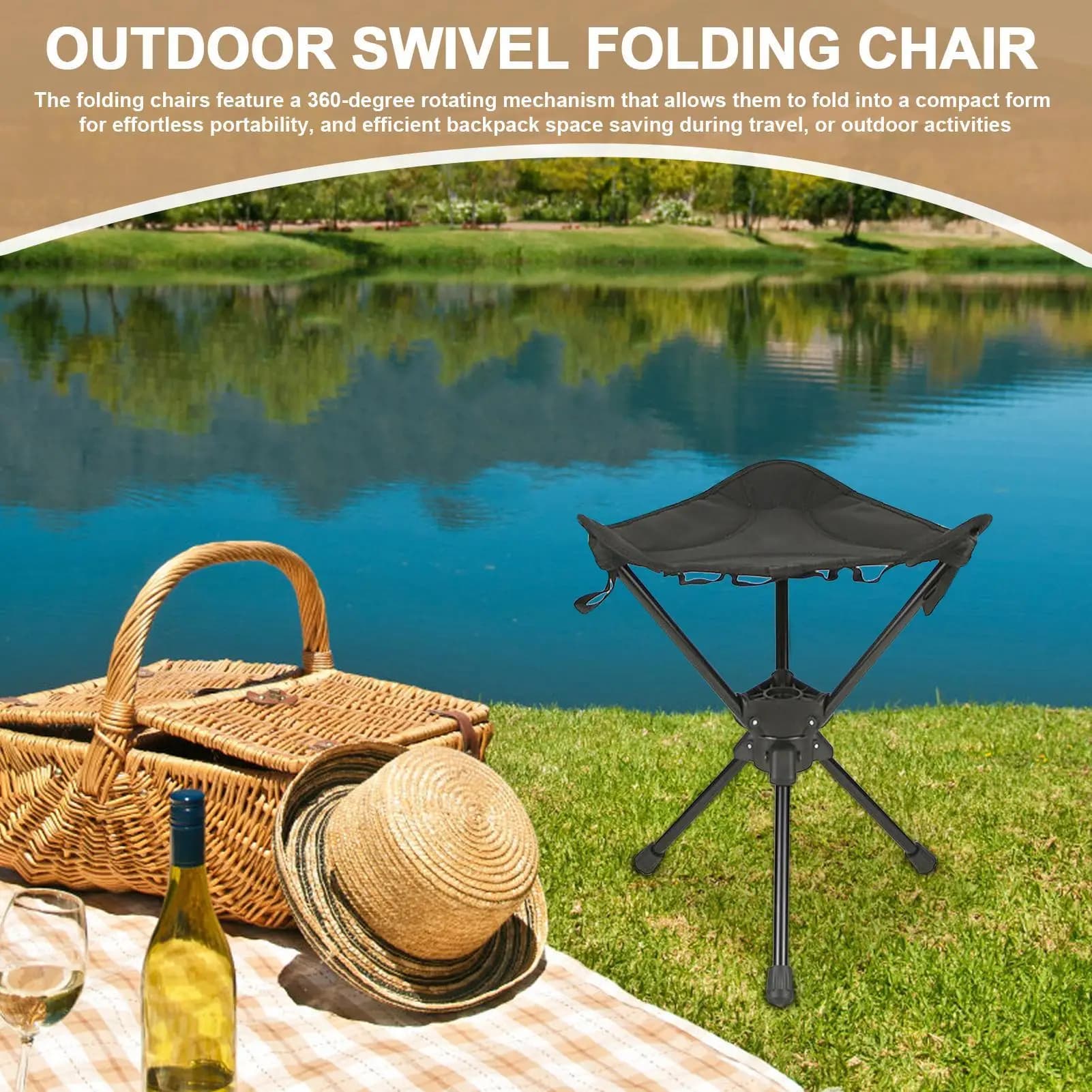 Chaise pivotante pliante camping légère pêche chasse randonnée sac à dos voyage pelouse université