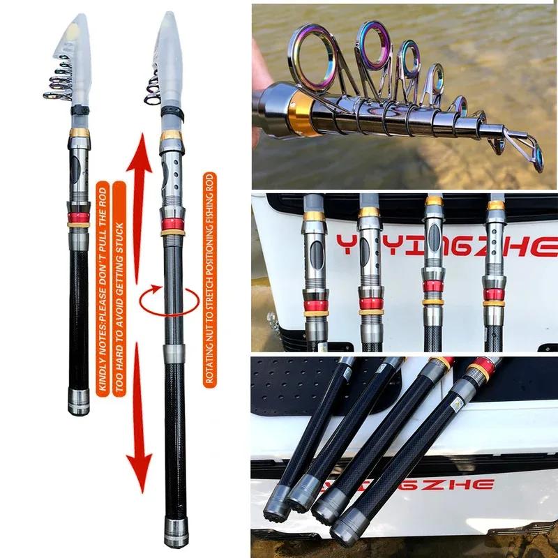 Combo canne télescopique carbone 1.8-3.6m et moulinet spinning kit pêche résistance 3-8kg tout inclus