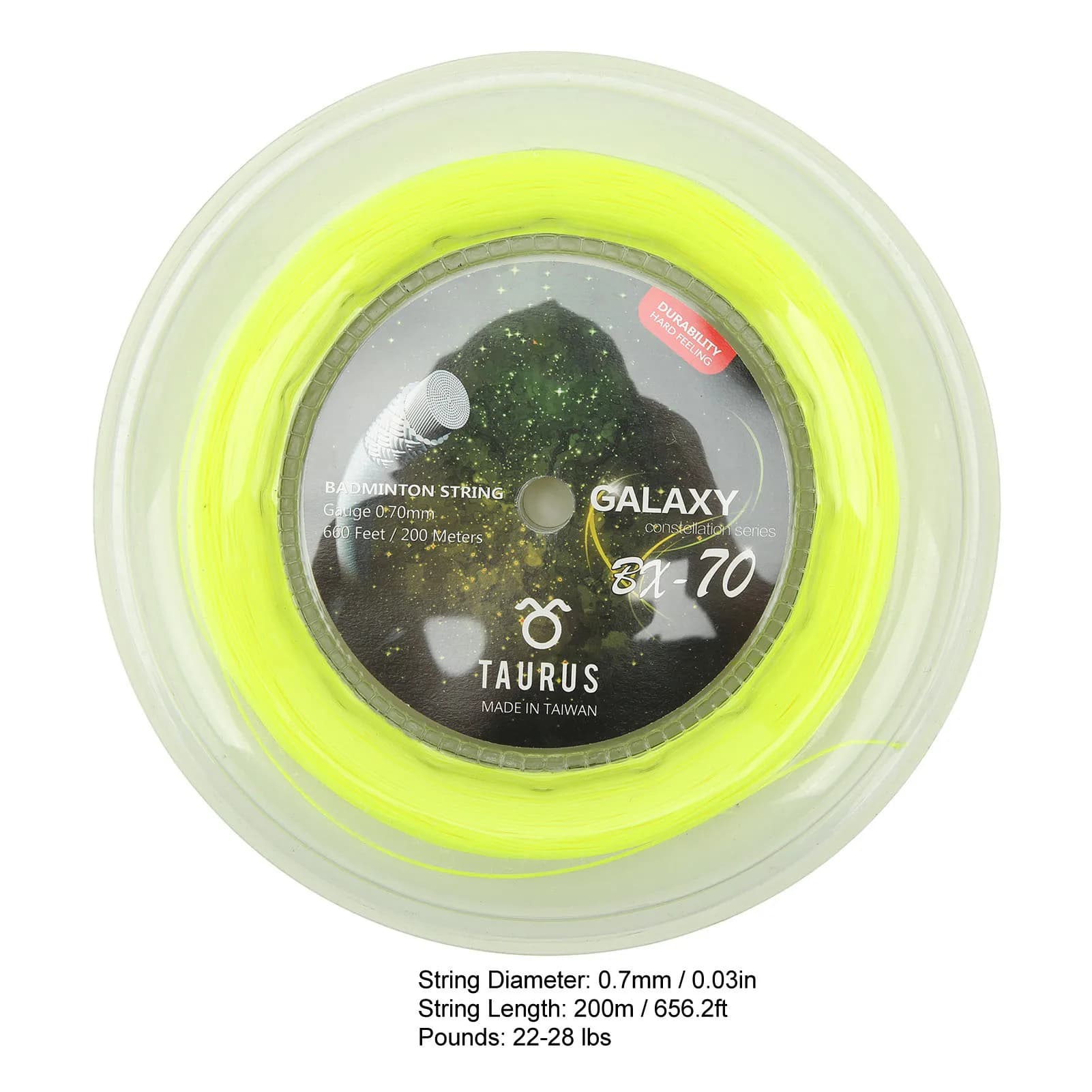 Corde de raquette de badminton POWERTI BX70 0.7mm - Reel 200m en nylon haute élasticité pour performance