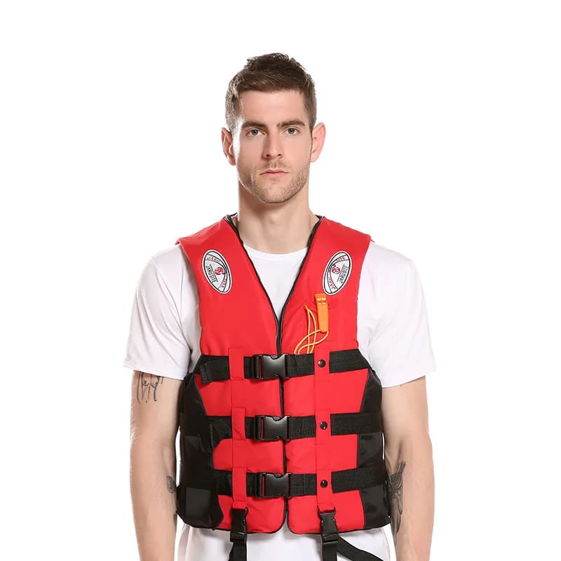 Gilet de sauvetage adulte réglable S à XXXL pour activités nautiques et pêche, avec sifflet et flottabilité ajustable