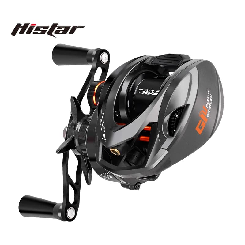 Moulinet baitcasting HISTAR Giu 99 Carbon NMB SIC frein magnétique 3D ratio 8.1:1 pour pêche BFS ultra-légère