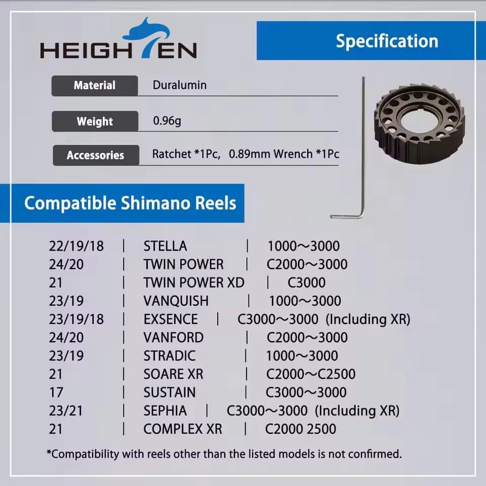 Cliquet anti-retour et dragueur spécial HEIGHTEN pour moulinet Shimano Stella Vanquish Twinpower Stradic