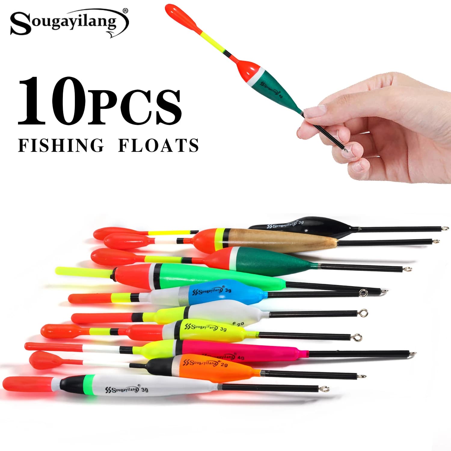 Set Sougayilang 10 flotteurs pêche professionnels - Flotteurs verticaux multifonctions avec hameçons chinois