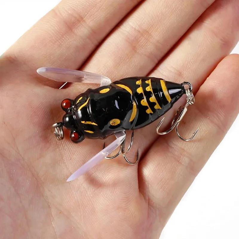 Leurre cigale 4cm/5.5g avec yeux 3D holographiques - Appât dur pour pêche au bar et carnassiers en eau douce