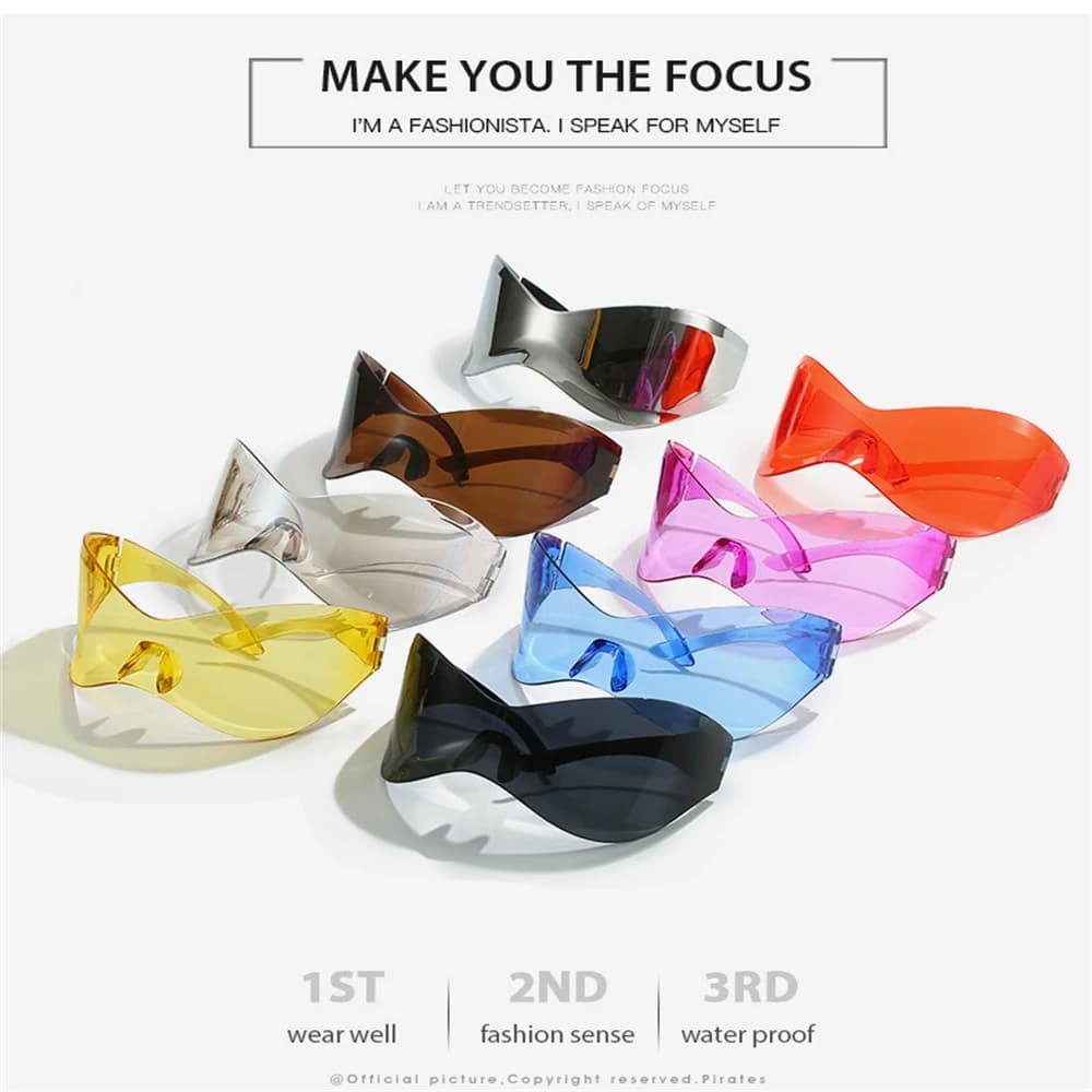 Lunettes de soleil futuristes sans monture pour pêche - Grands verres polarisés technologie Y2K