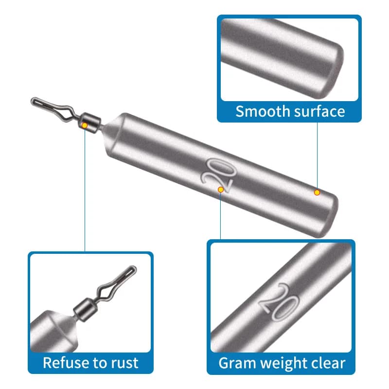 Plombs pêche 5 pièces 2.5g à 20g plombées connecteur souple pour leurres soft baits accessoires montage