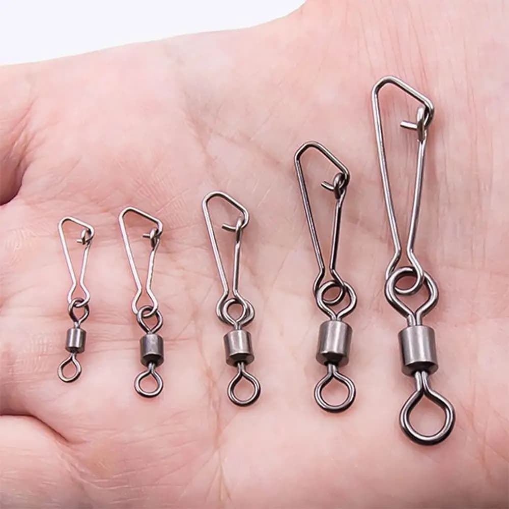 50 émerillons tournants en acier inoxydable - Accessoires de pêche durables pour leurres et hameçons