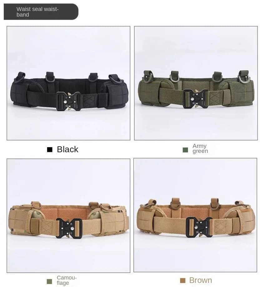 Ceinture tactique nylon MOLLE avec boucle métal - Équipement outdoor chasse pêche