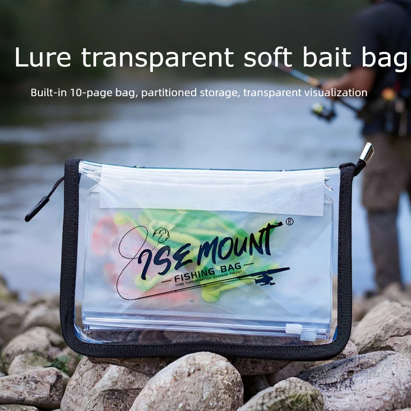 Sac de rangement PVC transparent pour leurres artificiels - Poche intérieure compartimentée étanche