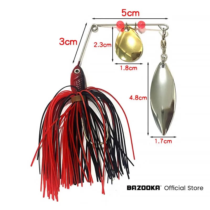 Leurre spinnerbait Bazooka 15g 18g pour brochet et perche, leurre métal avec jupe et hameçon pour