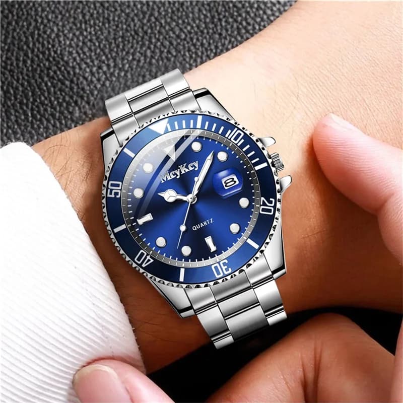 Montre homme luxe quartz style affaires avec calendrier - Idée cadeau pour pêcheur élégant