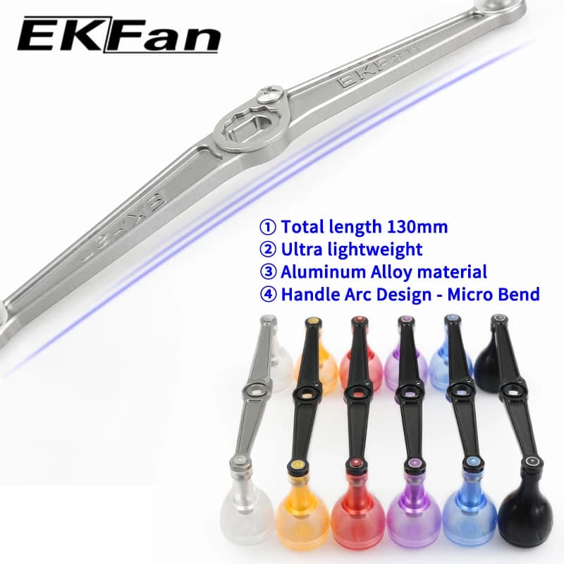 Poignées ultralégères EKFan 130mm 22g pour moulinets casting avec boutons acrylique