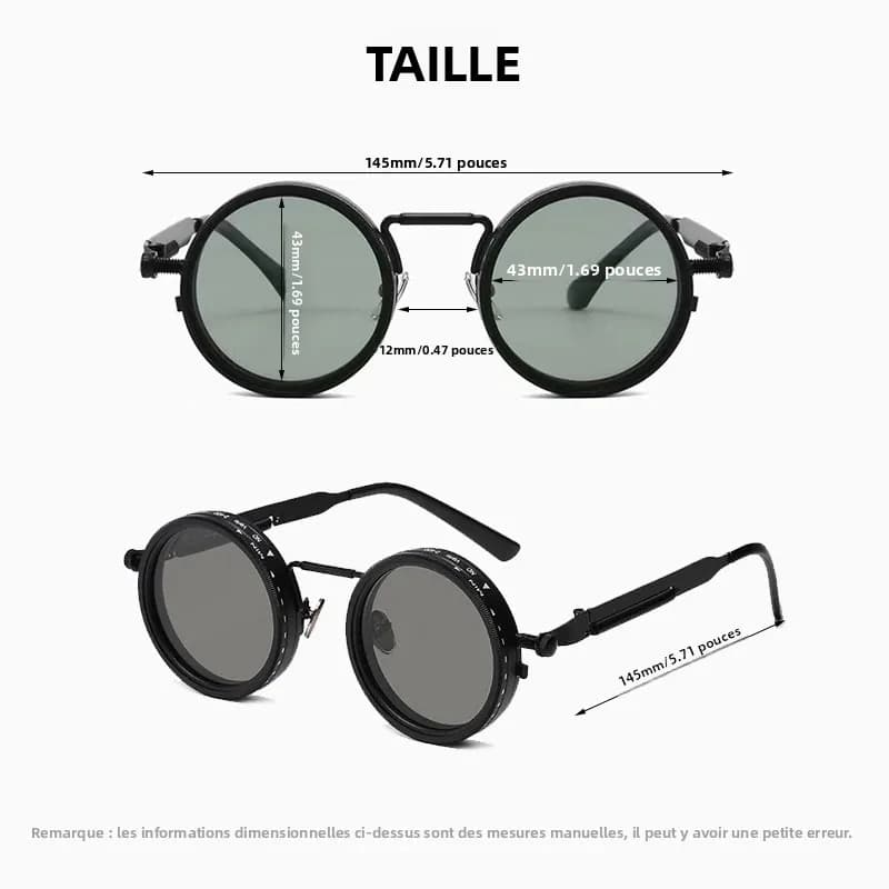 Lunettes de soleil polarisées rondes ND9 réglables - Pêche et outdoor style punk rétro unisex