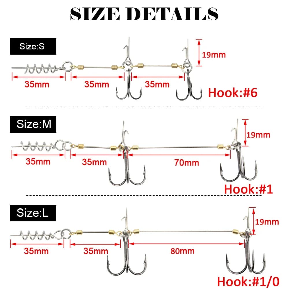 Hameçon stinger rig RoseWood pour shad pike - Crochet triple avec liège pour leurres souples pêche brochet