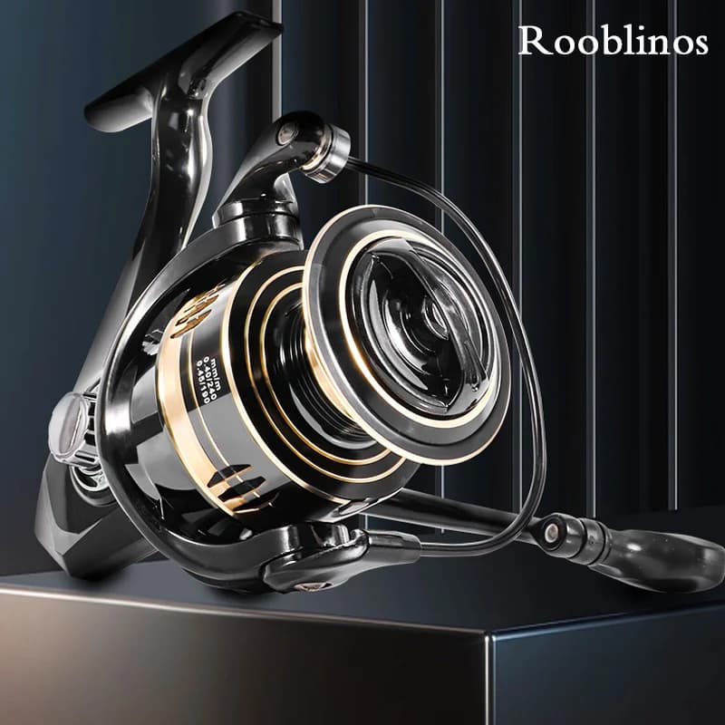 Moulinet spinning Rooblinos MG - Cadre métal frein haute vitesse pour pêche eau douce et mer fluide