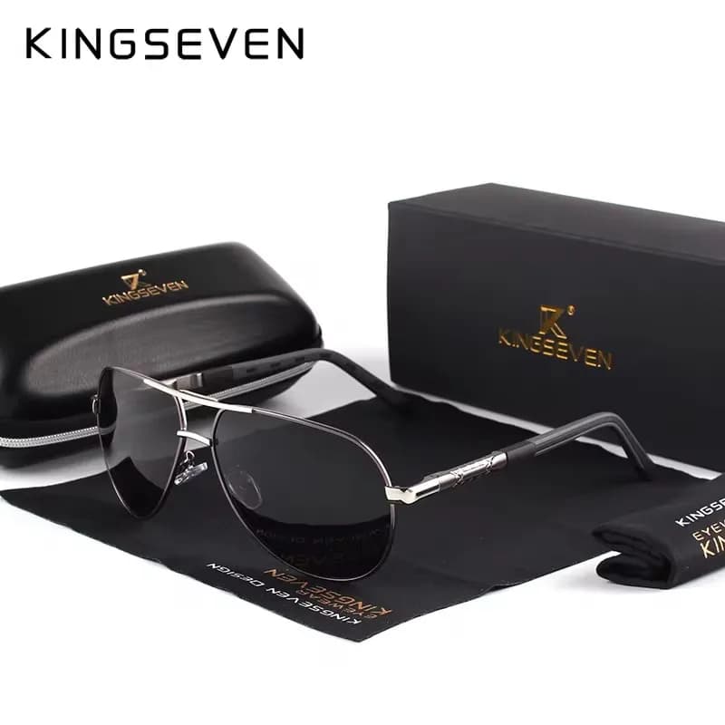 Lunettes de soleil vintage aluminium polarisées KINGSEVEN pour pêche - Verres traités conduite classique homme femme