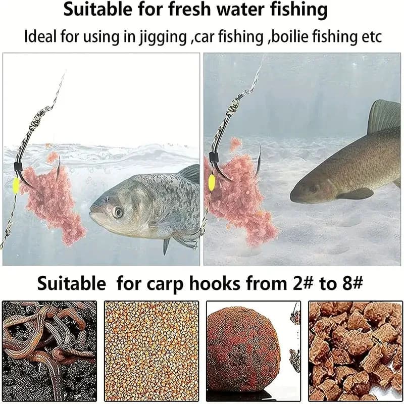 24 montages carp hair rigs premium avec hameçons acier carbone, émerillons et bouillettes - Kit carpe