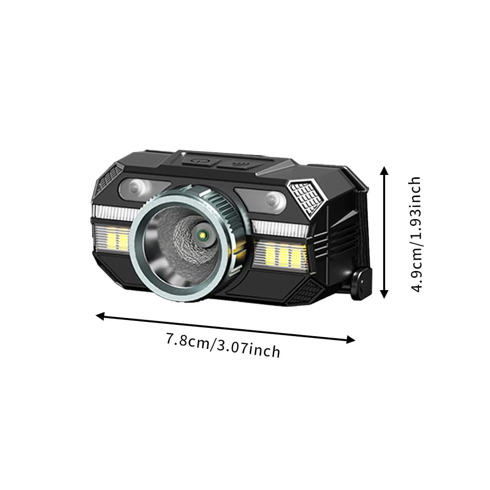 Lampe frontale WARSUN WD09 zoomable rechargeable Type-C rouge pour pêche et camping