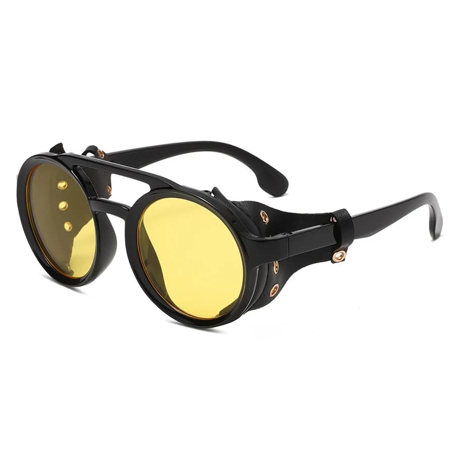 Lunettes rétro cuir vintage - Protection anti-vent UV400 sport outdoor pêche