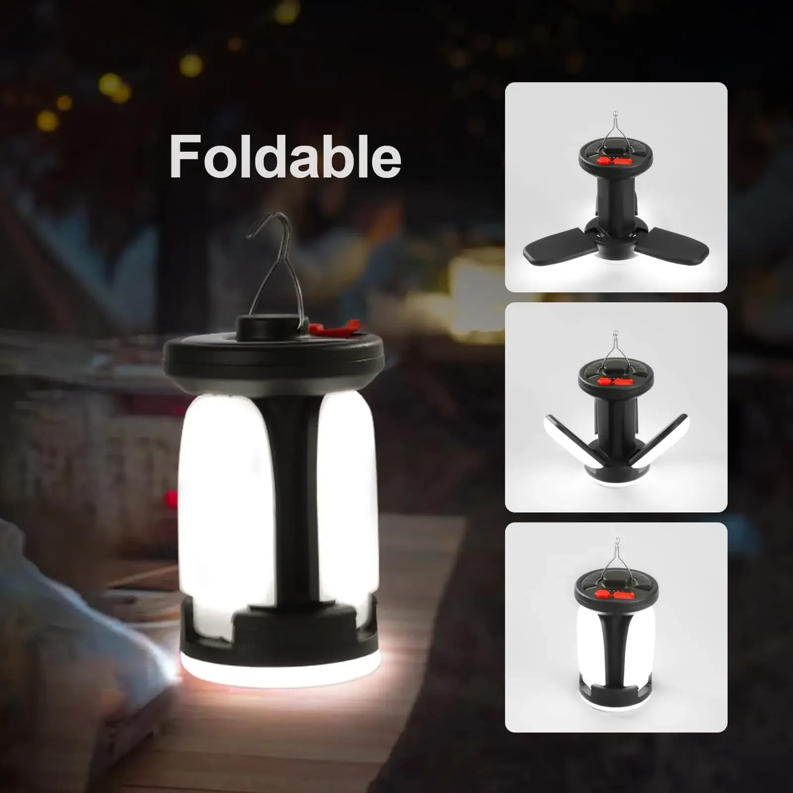 Lampe camping solaire LED 1000LM rechargeable 4500mAh 6 modes - Power bank pour pêche et urgence