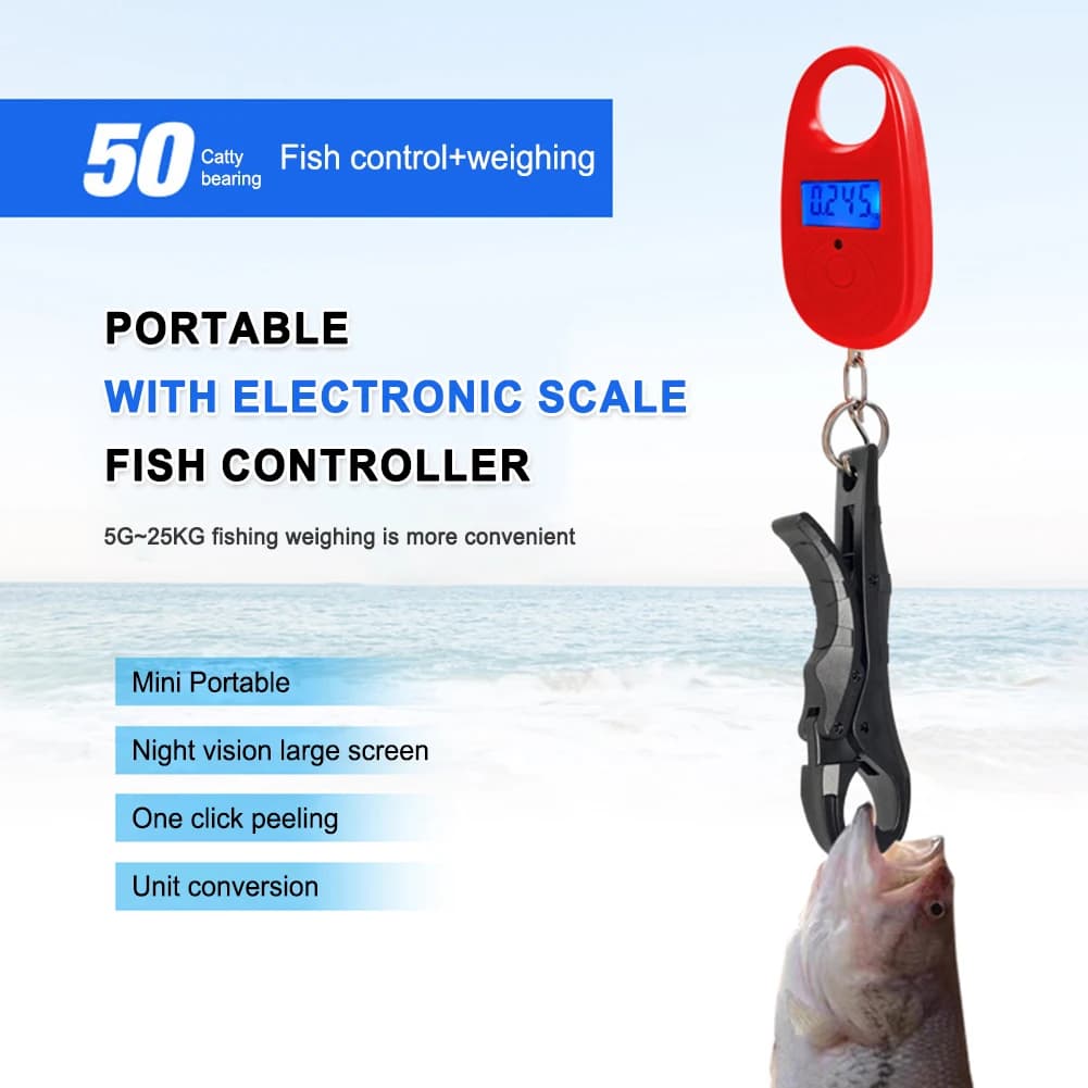 Pèse-poisson électronique 40kg portable avec pince à poisson - Balance suspendue 3 modes pour pêche