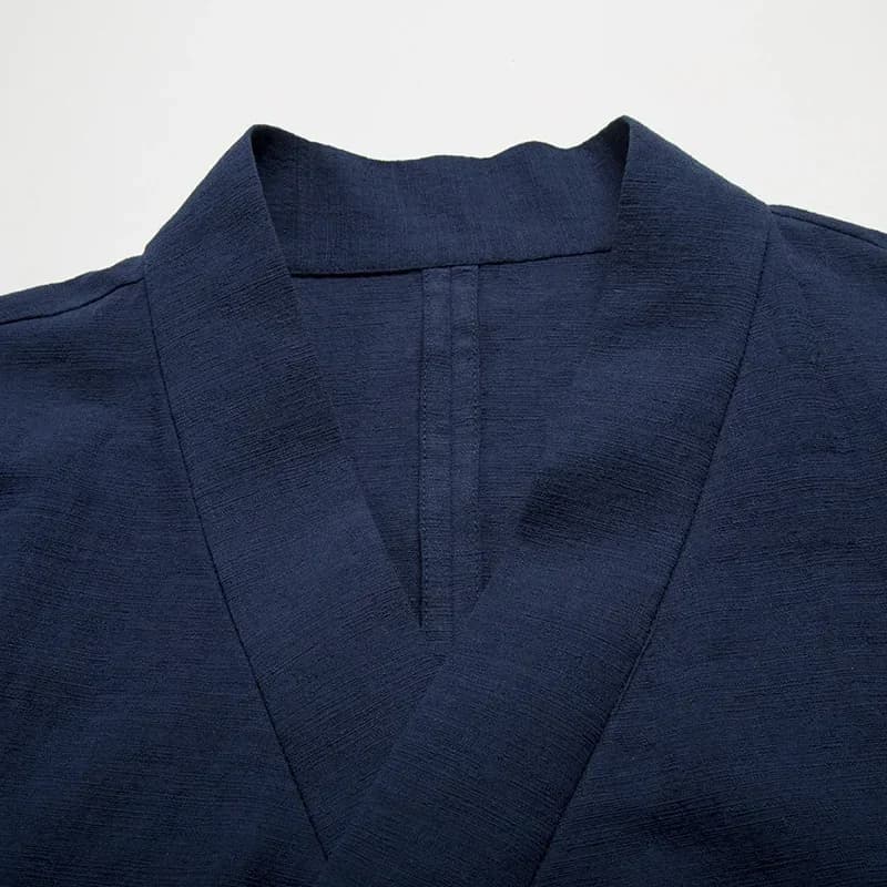 Veste traditionnelle chinoise Hanfu homme lin coton sans manches kimono cardigan pêche zen