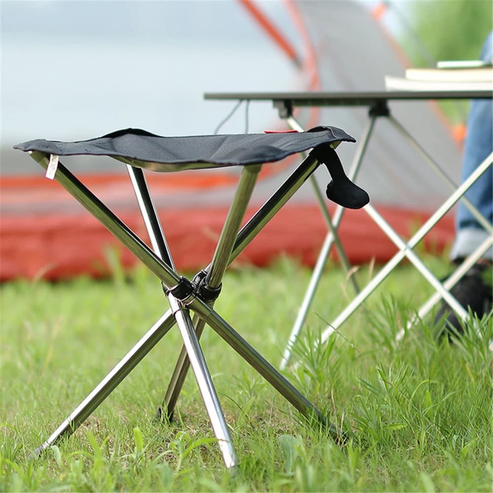 Tabouret pêche pliant acier inoxydable aluminium barbecue camping randonnée pique-nique transport