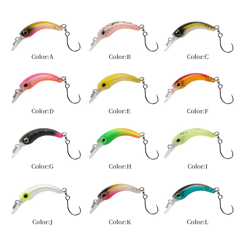Leurre flottant mini truite LETOYO 1.2g, appât dur micro pour pêche de la truite, perche et black bass