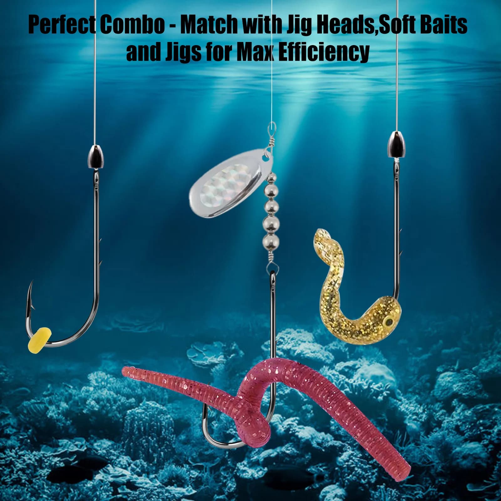 Hameçons baitholder longue tige ardillon mer 9KM pour appâts vivants vers - accessoires pêche